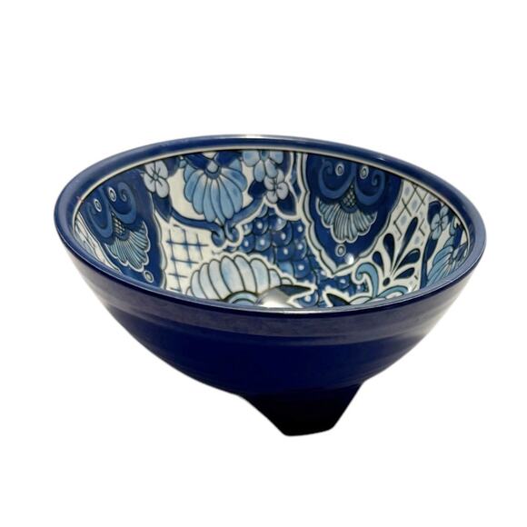 Nicole Miller Blue Mexican Molcajete Style Melamine Salsa Guacamole Dip Bowls - Picture 7 of 10